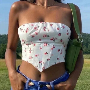 PRINCESS POLLY‎ IVY BUSTIER White Floral US WOMENS Size 4